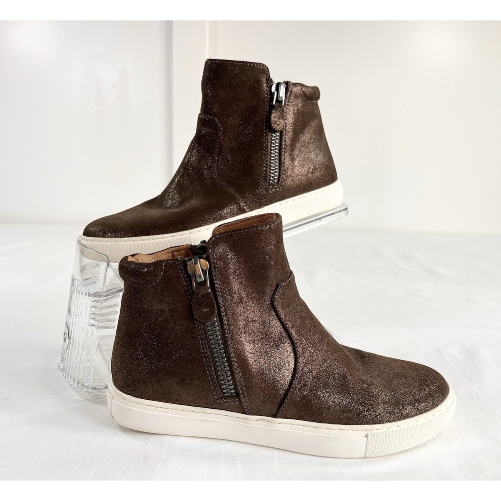 Gentle Souls Kenneth Cole Carter Copper Gold Leather Bootie Sneakers Women's 7.5